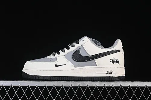 All categories Nk Air Force 1 Air Force series Nk Air Force 1 Low Air Force low-top Nike Air Force 1'07 Low Stusi co-branded beige, black and gray stitching Air Force 1 low-top casual sneakers JS8028-017
